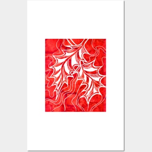 Miniature Aussie Tangle 020 in Xmas Red and White Posters and Art